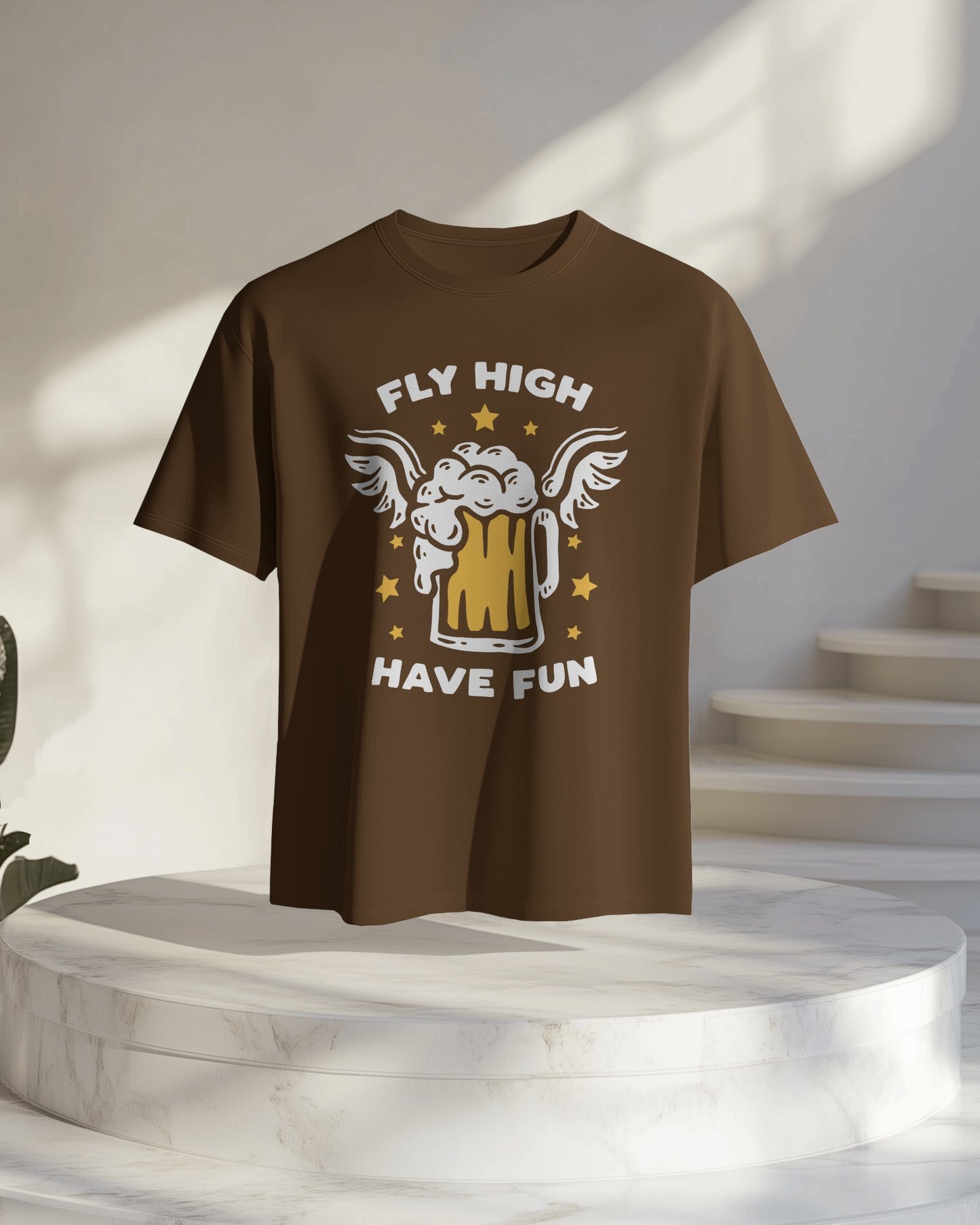 Fly High Fun- Regular Fit Bio-washed Cotton T-shirt