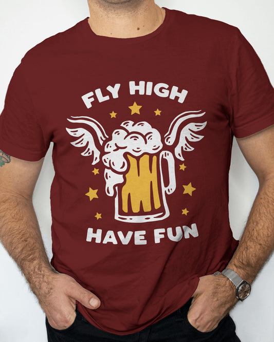 Fly High Fun- Regular Fit Bio-washed Cotton T-shirt